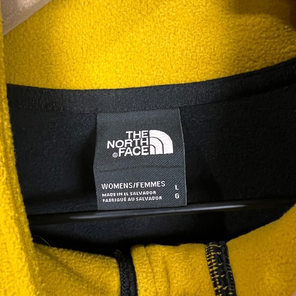 The North Face Womens Fleece Pullover Buttoned Mock Neck Gold Black large - Picture 7 of 9